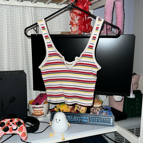 Basics by PacSun Multi-Colored Low Cut Stripped Tank Top - Picture 1 of 4